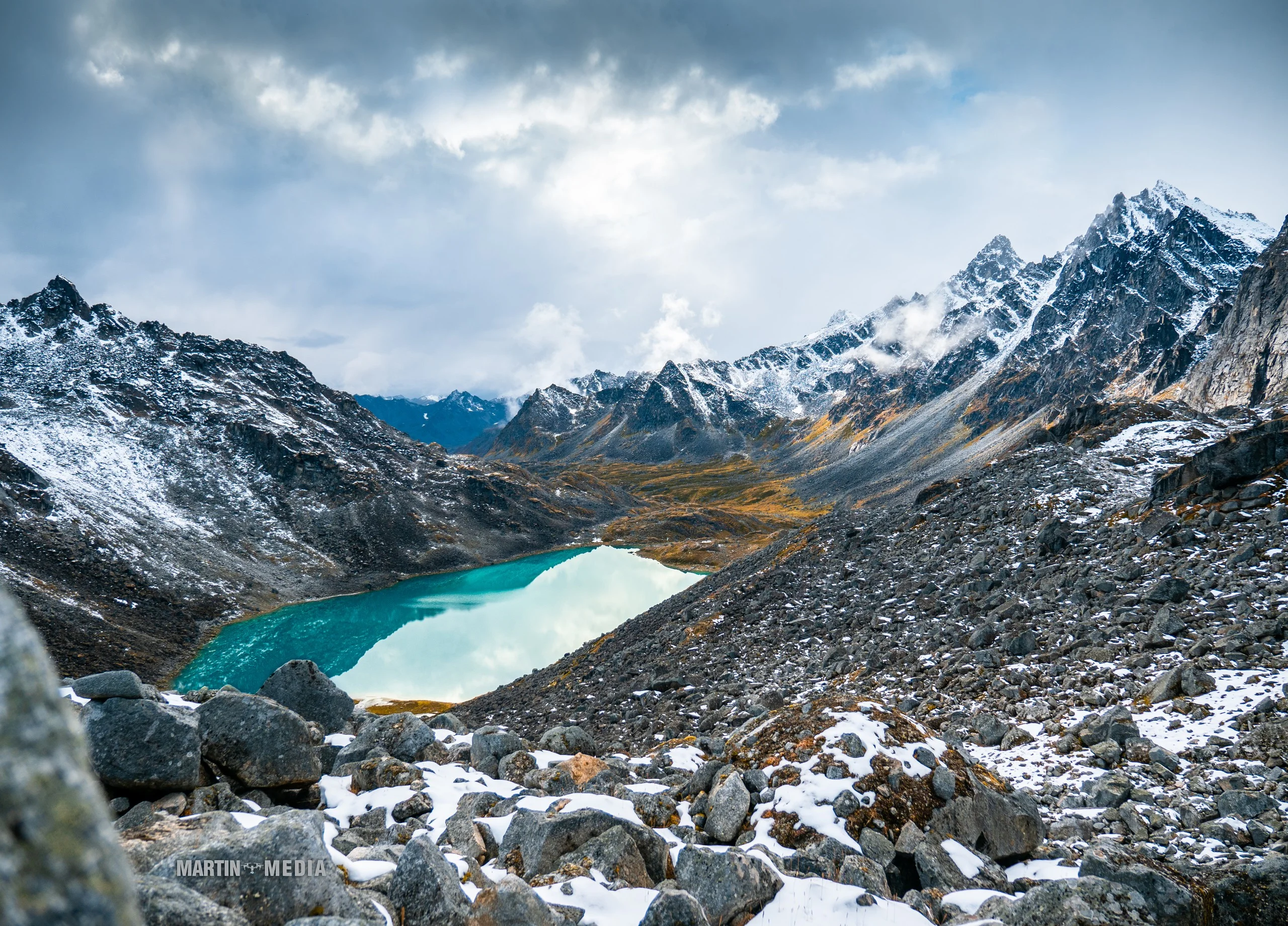 Reed Lakes alpine boulder trail and turquoise tarn Talkeetna Mountains